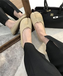 ソリッドカラー レザー調 ベーシック 足袋 パンプス