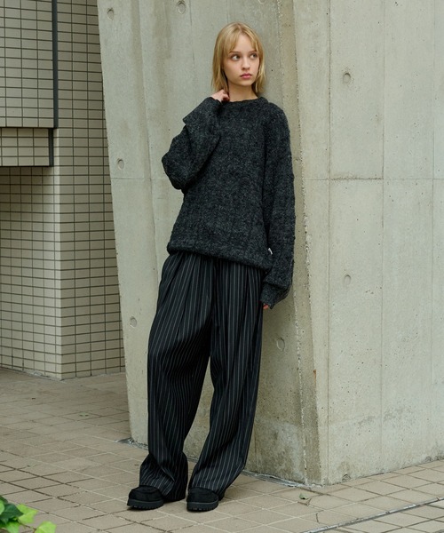 【ELLIE】スラブニット　ブラック エディフィス EDIFICE ETS.MATERIAUX(マテリオ) スラブ Vニット