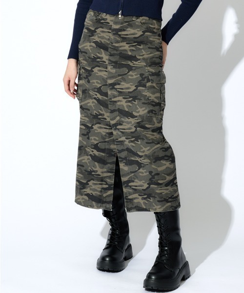 tinkerend(ティンカーエンド)の「Camouflage Slit Denim Skirt / カモフラージュ柄スリットデニムスカート(スカート・レディース・カモフラージュ・2/1)」の15枚目の写真