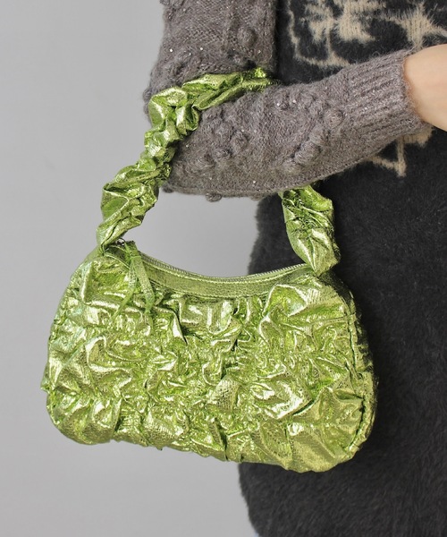 SANSeLF(サンセルフ)の「Se メタリックシャーリングバッグ【SANSeLF】 sana24a015(ハンドバッグ・レディース・ブラック/ライトグリーン/ピンク・FREE)」の2枚目の写真