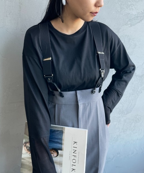 nenom（ネノム）の「[nenom/ネノム] 袖チュール切り替え シアートップス【追加】（Tシャツ/カットソー・レディース・ブラック/オフホワイト/ライトグレー・F）」の18枚目の写真