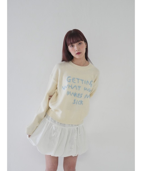 ニット セーター 「 cunii 」レタリングニットラウンドネック カジュアル デイリー レディース セール】【 cunii 】レタリングニットラウンドネック カジュアル