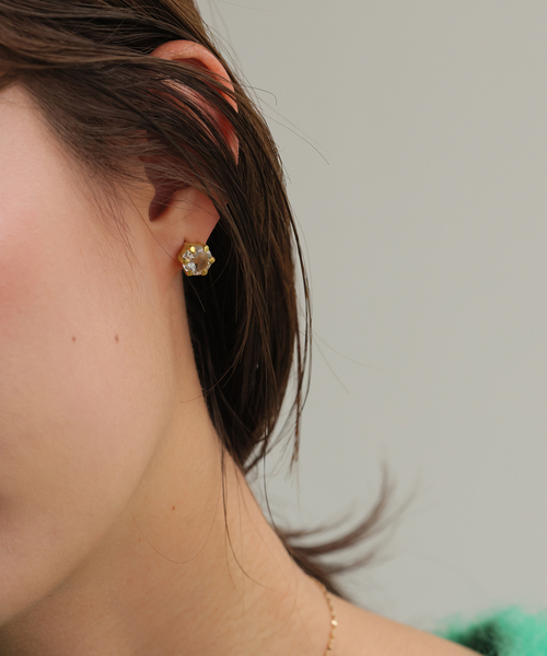 SLOBE IENA ODUL SLOBE別注 スターカットピアス　ブラウン スローブ イエナ SLOBE IENA ODUL SLOBE別注 スターカットピアス