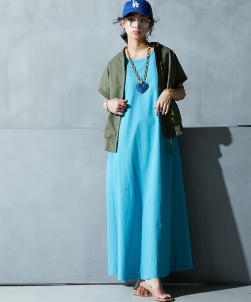 GEVS.(ジェイヴィス)の「綿100%ノースリーブAラインマキシワンピース<大きいサイズ有>GEVS.(ワンピース・レディース・オレンジ/ブラック/ターコイズブルー/パープル/イエロー・3L/LL/L/M/5L/4L)」の14枚目の写真