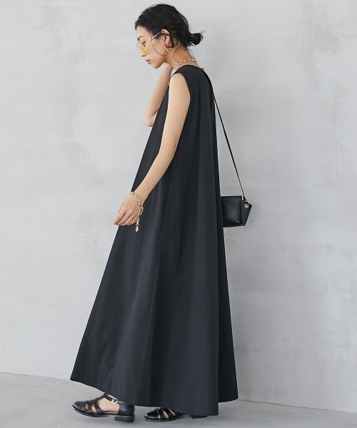 GEVS.(ジェイヴィス)の「綿100%ノースリーブAラインマキシワンピース<大きいサイズ有>GEVS.(ワンピース・レディース・オレンジ/ブラック/ターコイズブルー/パープル/イエロー・3L/LL/L/M/5L/4L)」の19枚目の写真