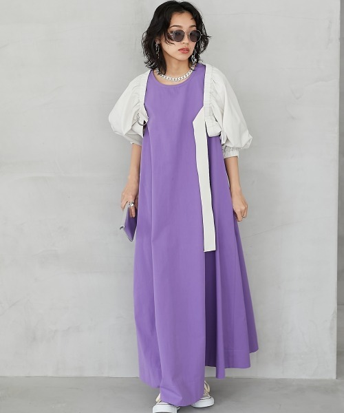 ADEAM ワンピース 2way パープル ノースリーブ フレア AラインS ADEAM ワンピース 2way パープル ノースリーブ フレア AラインS