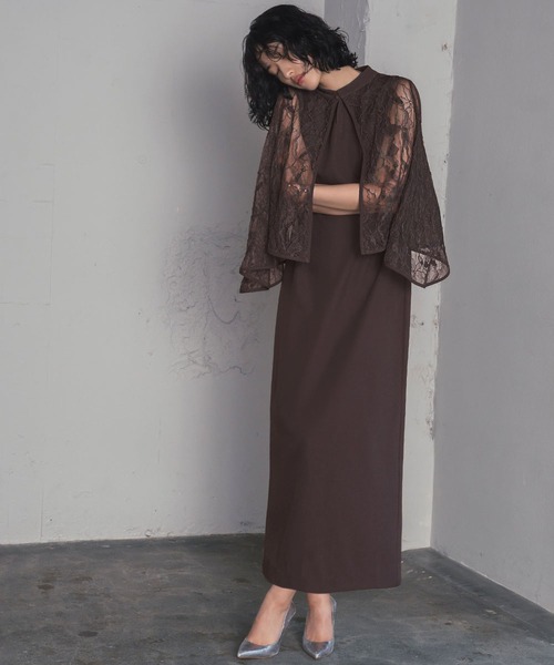 セール】【3WAY 着回しを楽しめる】レース ケープ Iライン ロング 結婚