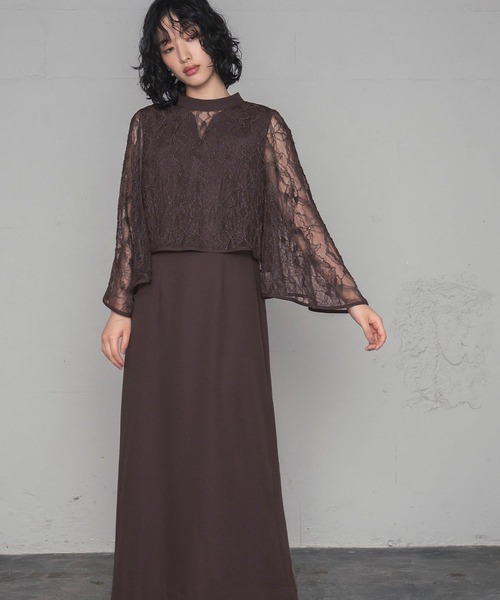 セール】【3WAY 着回しを楽しめる】レース ケープ Iライン ロング 結婚