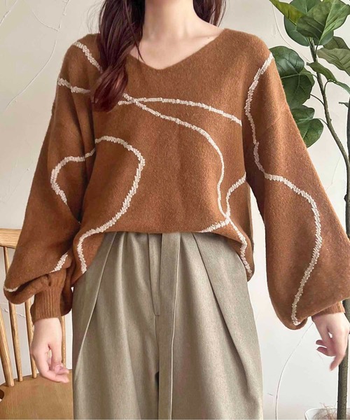 apres jour clair（アプレジュールクレア）の「【apres jour clair】ニュアンスライン柄ニット【ZOZOTOWN限定アイテム】（ニット/セーター・レディース・ベージュ系その他/イエロー系その他/ブラウン系その他・X-LARGE/フリー）」の22枚目の写真