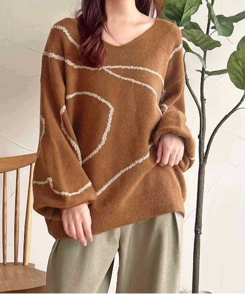 apres jour clair（アプレジュールクレア）の「【apres jour clair】ニュアンスライン柄ニット【ZOZOTOWN限定アイテム】（ニット/セーター・レディース・ベージュ系その他/イエロー系その他/ブラウン系その他・X-LARGE/フリー）」の4枚目の写真