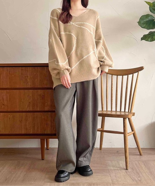 apres jour clair（アプレジュールクレア）の「【apres jour clair】ニュアンスライン柄ニット【ZOZOTOWN限定アイテム】（ニット/セーター・レディース・ベージュ系その他/イエロー系その他/ブラウン系その他・X-LARGE/フリー）」の16枚目の写真