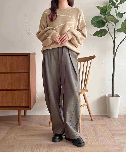 apres jour clair（アプレジュールクレア）の「【apres jour clair】ニュアンスライン柄ニット【ZOZOTOWN限定アイテム】（ニット/セーター・レディース・ベージュ系その他/イエロー系その他/ブラウン系その他・X-LARGE/フリー）」の13枚目の写真