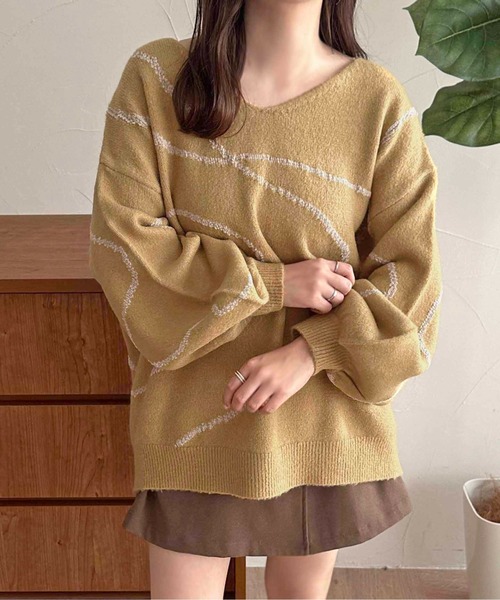 apres jour clair（アプレジュールクレア）の「【apres jour clair】ニュアンスライン柄ニット【ZOZOTOWN限定アイテム】（ニット/セーター・レディース・ベージュ系その他/イエロー系その他/ブラウン系その他・X-LARGE/フリー）」の12枚目の写真