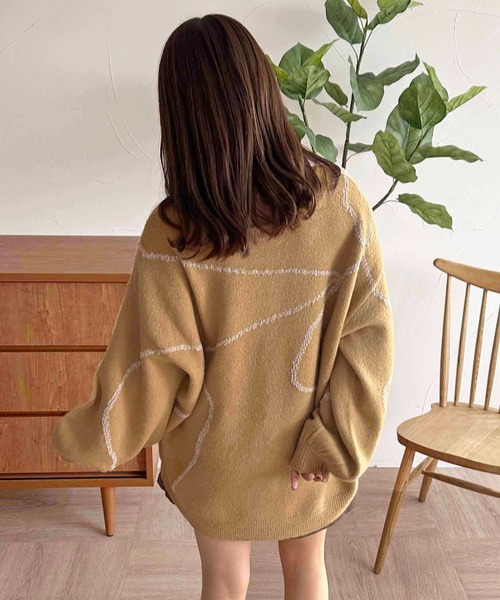 apres jour clair（アプレジュールクレア）の「【apres jour clair】ニュアンスライン柄ニット【ZOZOTOWN限定アイテム】（ニット/セーター・レディース・ベージュ系その他/イエロー系その他/ブラウン系その他・X-LARGE/フリー）」の9枚目の写真