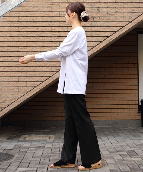 tシャツ MEYAME/メヤメ　プリントスリット ロングスリーブTEE　PRINT SLIT LONGSLEEVE TEE レディース MEYAME/メヤメ プリントスリット ロングスリーブTEE PRINT SLIT