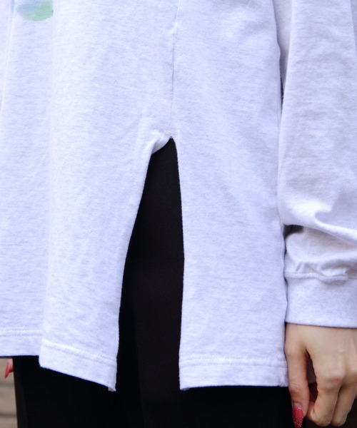 MEYAME/メヤメ プリントスリット ロングスリーブTEE PRINT SLIT