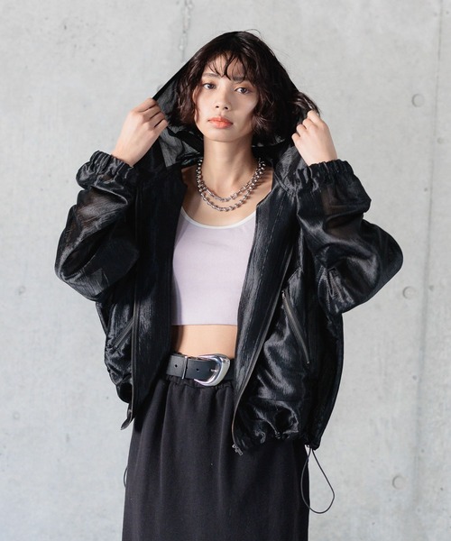 PAGEBOY（ページボーイ）の「シャイニーシアーブルゾン（ブルゾン・レディース・オフホワイト/ブラック・FREE）」の11枚目の写真