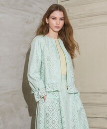B5411■TOCCA トッカ リボン コットン ノーカラー ジャケット 0 WEB限定カラーあり・洗える】FIRST SPRINGS ジャケット / TOCCA