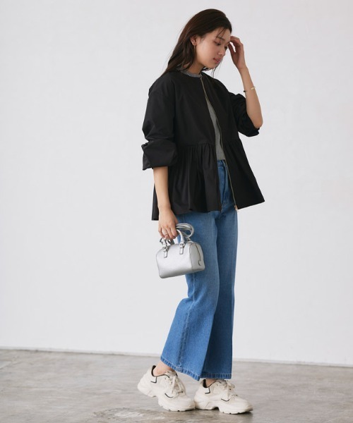 Pierrot（ピエロ）の「ヘムフレアノーカラーブルゾン（ブルゾン・レディース・ベージュ/ネイビー/ベージュ系その他/ブラック・M/S/L/LL）」の20枚目の写真