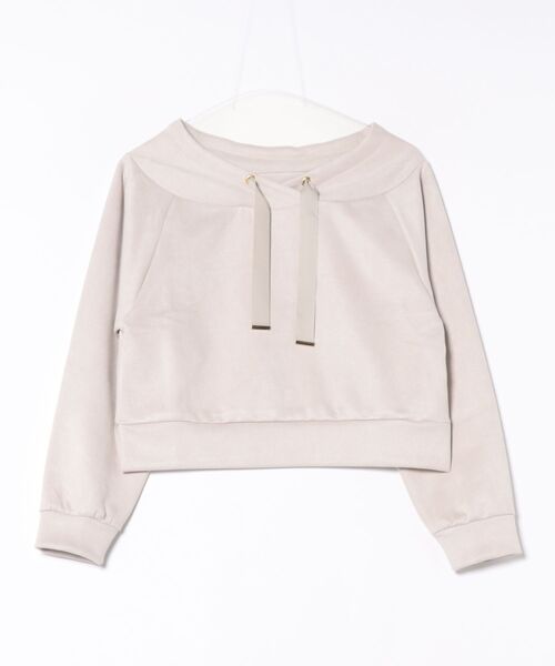 12Twelve Agenda（トゥエルブ　アジェンダ）の「フェイクスエードフード風プルオーバー（Tシャツ/カットソー・レディース・グレイッシュベージュ/ピンク/チャコールグレー・M）」の3枚目の写真