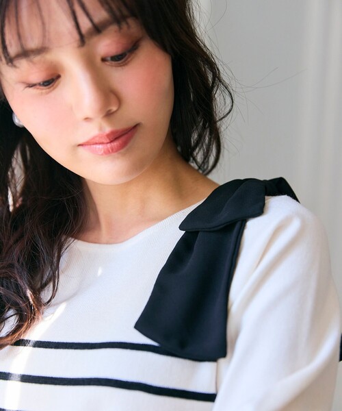 Feroux(フェルゥ)の「肩リボン ペプラムニット(ニット/セーター・レディース・ピンク系1/ブラック系1/ブラック系・F)」の21枚目の写真