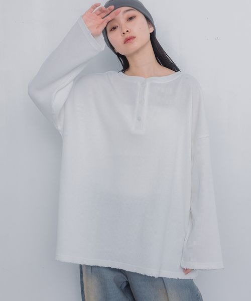 JEANASIS（ジーナシス）の「TCワッフル2WAYプルオーバー/319717（Tシャツ/カットソー・レディース・ホワイト/ブラック/グレー・FREE）」の19枚目の写真