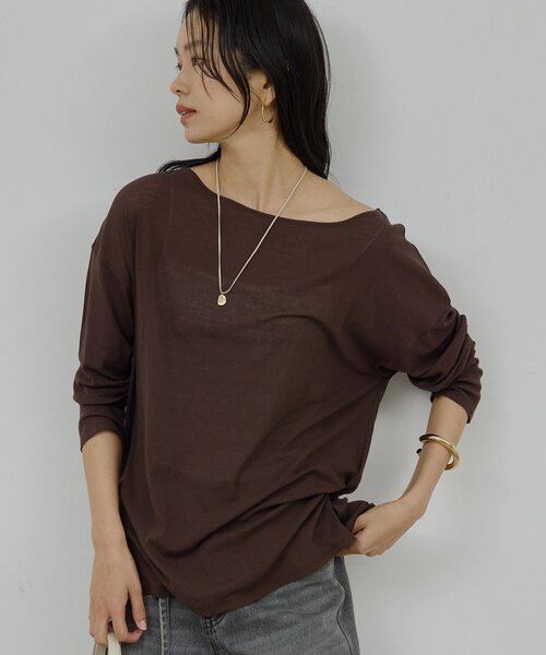 GALLARDAGALANTE(ガリャルダガランテ)の「【La nature linge】オーバーシアーロンT(Tシャツ/カットソー・レディース・ホワイト/ブラック/ブラウン・FREE)」の20枚目の写真