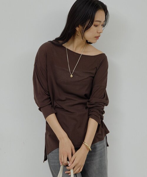GALLARDAGALANTE(ガリャルダガランテ)の「【La nature linge】オーバーシアーロンT(Tシャツ/カットソー・レディース・ホワイト/ブラック/ブラウン・FREE)」の21枚目の写真