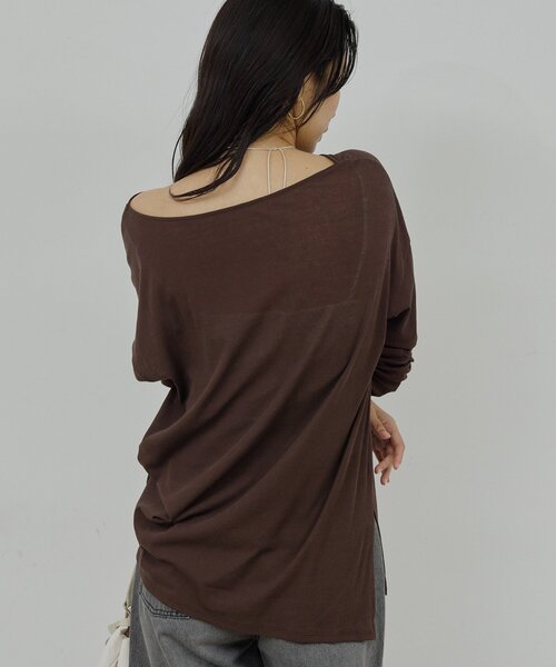 GALLARDAGALANTE(ガリャルダガランテ)の「【La nature linge】オーバーシアーロンT(Tシャツ/カットソー・レディース・ホワイト/ブラック/ブラウン・FREE)」の22枚目の写真
