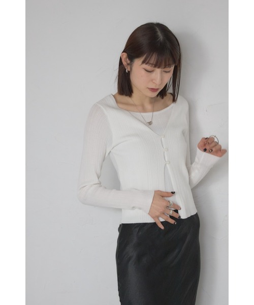 leimn(レイムン)の「レイヤード風リブトップス(Tシャツ/カットソー・レディース・ネイビー/グレー/オフホワイト・M)」の11枚目の写真