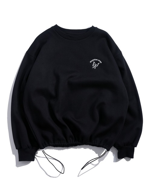 Starting Over(スターティングオーバー)の「PRINT EMBROIDERY CREWNECK DRAWCODE SWEAT LONG SLEEVE/ 裏起毛 プリント 刺繍 クルーネック ドローコードスウェット 長袖(スウェット・メンズ・チャコールグレー/アッシュグレー/ホワイト系その他2/ホワイト系その他4/ブラック系その他3/ブラック系その他/ライトグレー系1/ブラック/グレー系その他/ホワイト系その他5/ブラック系その他2/グレー系その他2/ホワイト/ホワイト系その他3/ライトグレー系/ライトグレー系2/ホワイト系その他・M/L)」の9枚目の写真