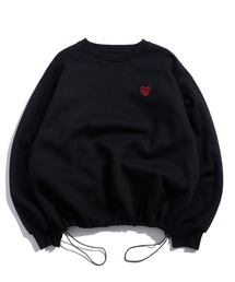 PRINT EMBROIDERY CREWNECK DRAWCODE SWEAT LONG SLEEVE/ 裏起毛 プリント 刺繍 クルーネック ドローコードスウェット 長袖
