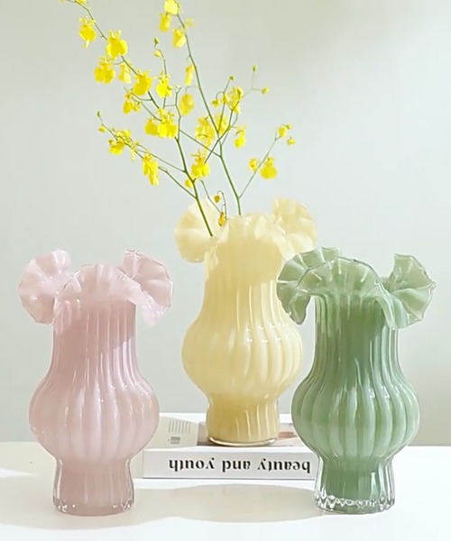 【2025春夏新作】 セール】【 somni / ソニ 】 プリーツボトル ガラスフラワー 花瓶・フラワースタンド