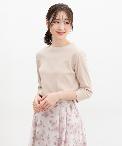 Honeys(ハニーズ)の「【UVカット】7分袖テレコTシャツ(Tシャツ/カットソー・レディース・オフホワイト/ライトイエロー/グレイッシュベージュ/ブラック/ライトピンク/ミント・L/LL/M/S)」の13枚目の写真