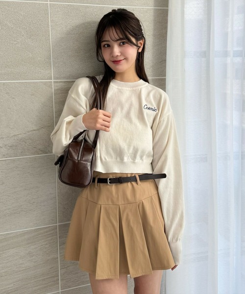 clear（クリア）の「ワンポイント刺繍ショート丈ニットトップス［大人 カジュアル スタイルアップ］≪再入荷≫（ニット/セーター・レディース・ピンク/アイボリー/ブラック・F）」の5枚目の写真