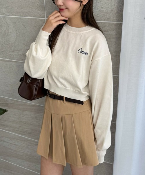 clear（クリア）の「ワンポイント刺繍ショート丈ニットトップス［大人 カジュアル スタイルアップ］≪再入荷≫（ニット/セーター・レディース・ピンク/アイボリー/ブラック・F）」の6枚目の写真