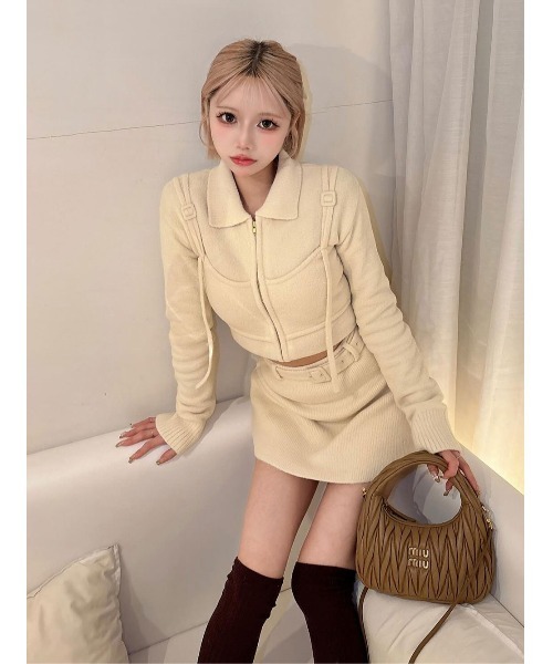 darich ビスチェドッキングニットトップス　ivory ダーリッチ Darich ビスチェドッキングニットトップス