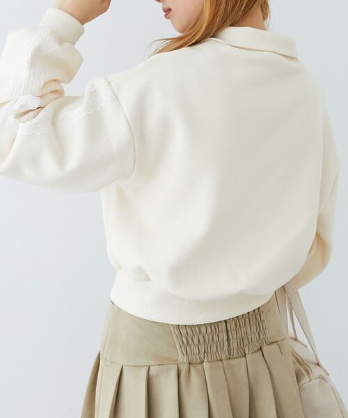 MAJESTIC LEGON（マジェスティックレゴン）の「レースリボンショート裏起毛スウェット（スウェット・レディース・アイボリー/グレー/チャコールグレー・MEDIUM）」の10枚目の写真