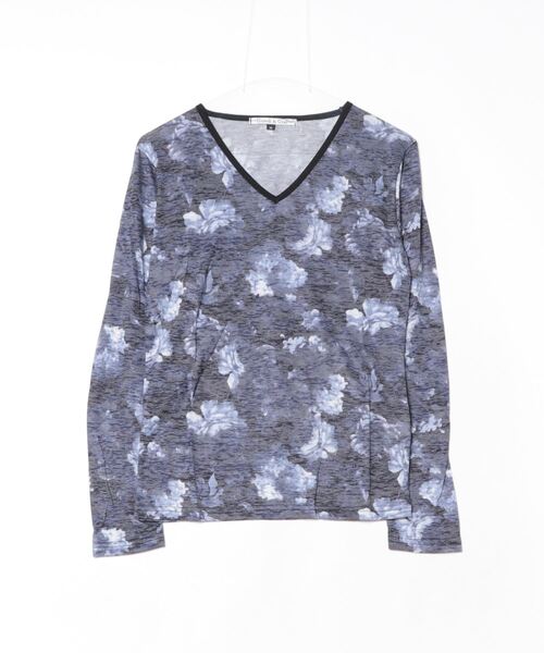 INNOCENT(イノセント)の「『Growth by Grail』フラワープリントVネックL/S(Tシャツ/カットソー・メンズ・レッド/ブルー/ブラック・LARGE/MEDIUM)」の3枚目の写真