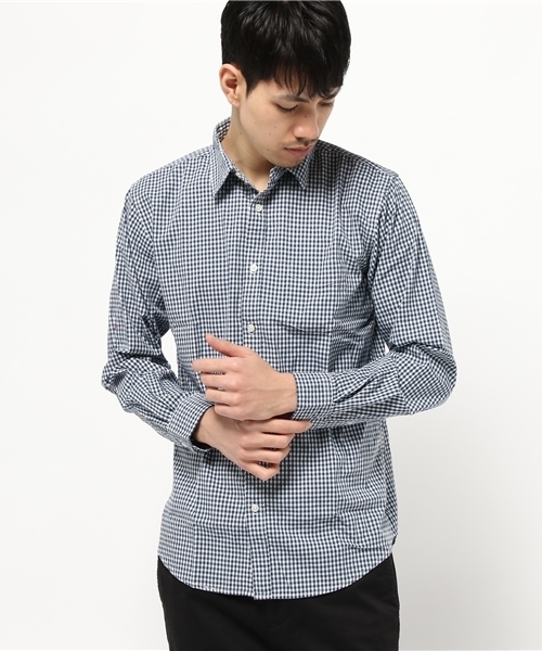 SEVENDAYS=SUNDAY（セブンデイズサンデイ）の「ピーチギンガムチェック　長袖レギュラーシャツ（シャツ/ブラウス・メンズ・ブラック/ベージュ/ネイビー・SMALL/LARGE/MEDIUM）」の3枚目の写真