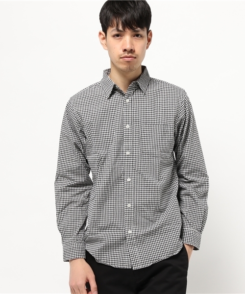SEVENDAYS=SUNDAY（セブンデイズサンデイ）の「ピーチギンガムチェック　長袖レギュラーシャツ（シャツ/ブラウス・メンズ・ブラック/ベージュ/ネイビー・SMALL/LARGE/MEDIUM）」の2枚目の写真