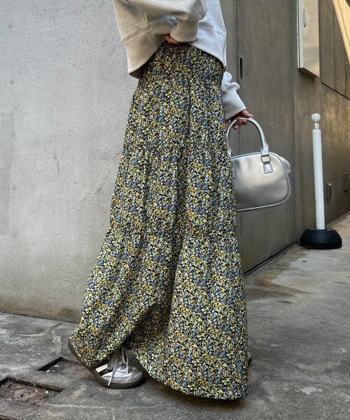 CIAOPANIC TYPY（チャオパニックティピー）の「無地花柄アソートシャーリングスカート（スカート・レディース・ブルー/ブラック/イエロー・ONE SIZE）」の3枚目の写真