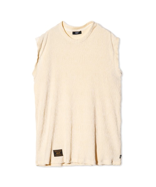 glamb(グラム)の「Glamour Crepe Sleeveless T-Shirt / グラマークレープスリーブレスTシャツ(Tシャツ/カットソー・メンズ・ブルー/ブラック/ホワイト・S/M/L)」の10枚目の写真