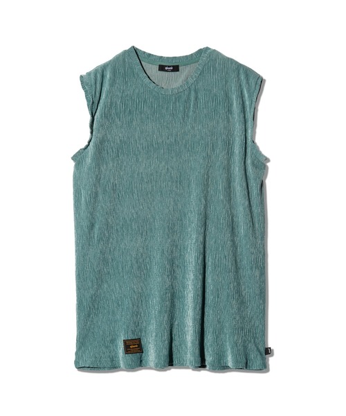 glamb(グラム)の「Glamour Crepe Sleeveless T-Shirt / グラマークレープスリーブレスTシャツ(Tシャツ/カットソー・メンズ・ブルー/ブラック/ホワイト・S/M/L)」の12枚目の写真