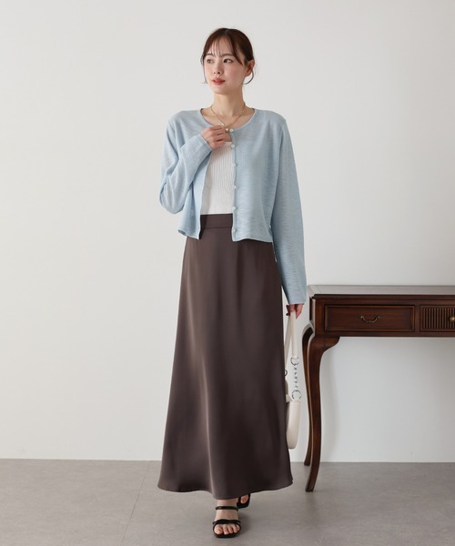 BLUEEAST（ブルーイースト）の「《新色追加/バイカラー》シアーニットカーディガン（カーディガン/ボレロ・レディース・ブラック/オフホワイト/ブルー/パープル/レッド/ホワイト系/グレー系/ネイビー系/イエロー・MEDIUM）」の15枚目の写真