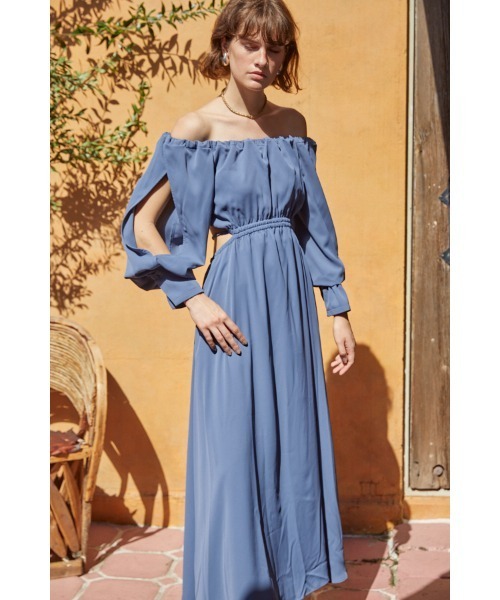 セール】Mykonos Open Sleeve Dress オフショルカットアウトドレス