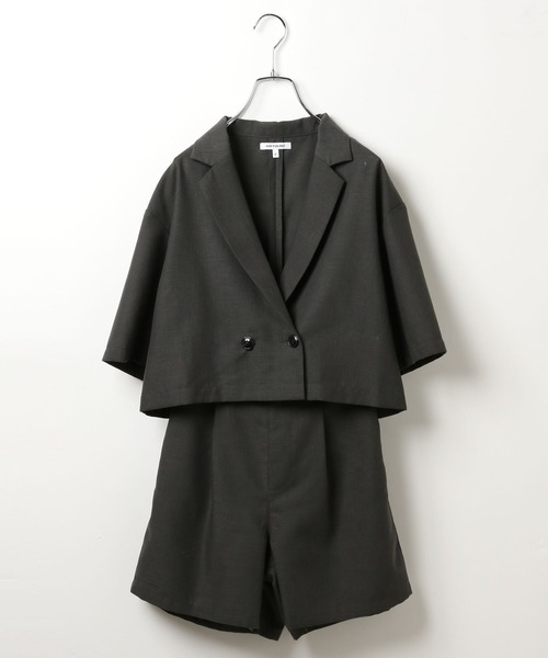 GLOBAL WORK(グローバルワーク)の「ジャケット*ショートパンツセット/AND YUA ANY/321122(セットアップ・キッズ・チャコール/グレイッシュベージュ・FREE)」の3枚目の写真