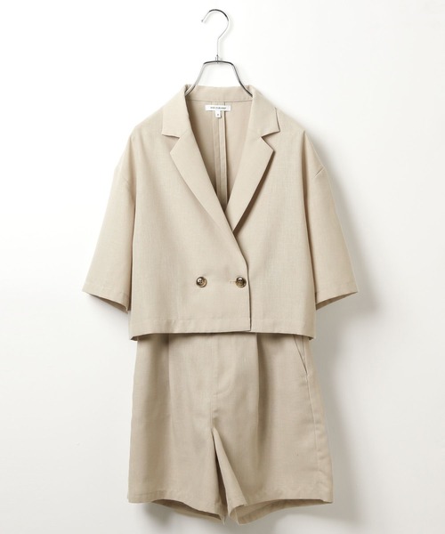 GLOBAL WORK(グローバルワーク)の「ジャケット*ショートパンツセット/AND YUA ANY/321122(セットアップ・キッズ・チャコール/グレイッシュベージュ・FREE)」の4枚目の写真