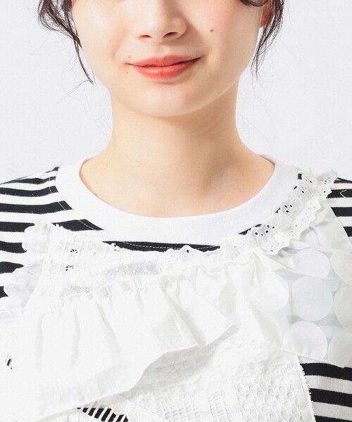【BLK/WHT】【別注】TORI-TO / バイアス フリル BIG Tシャツ BEAMS BOY（ビームスボーイ）の「【別注】TORI-TO / バイアス フリル