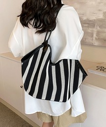 florist | 【2サイズ展開】巾着ポーチ付♪ワイドストライプメッシュトートバッグ(かごバッグ)